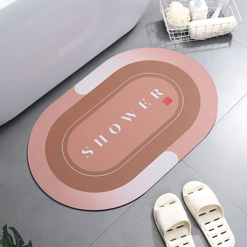 Rose Oval Bathroom Rug Bathmat, Water Absorbent And Non-slip